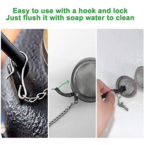 6Pcs Stainless Steel Tea Strainers, Mesh Tea Infuser Premium Tea Filter Tea Interval Diffuser with Extended Chain Hook for Brew Loose Leaf Tea and Spices & Seasonings