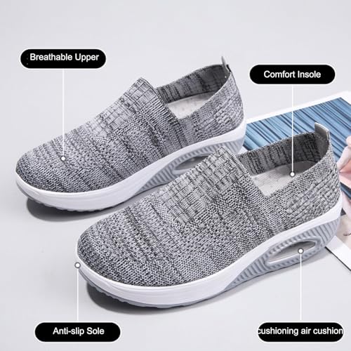 Aceptolcom Women Orthopedic Sneakers Walking Shoes,Mesh Breathable Arch Support Slip-on Light Air Cushion Orthopedic Sneakers Diabetic Shoes3
