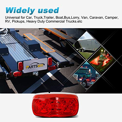Partsam 5Pcs Double Bubble Bullseye Led Side Marker Clearance Lights Red 10 Diodes Surface Mount Waterproof 4" Rectangular Rectangle Tiger Eye Led Marker Lights For Rv Truck Camper Orv Atv Motorcycle #TOP5