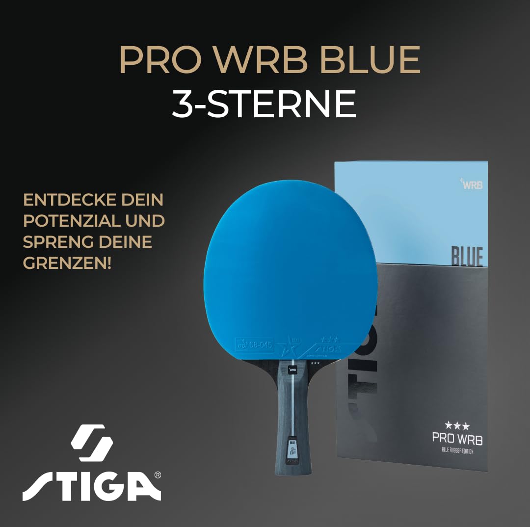 STIGA Tischtennisschläger Pro WRB Blue Edition - 3-Sterne Tischtennis Schläger mit Blauem Belag