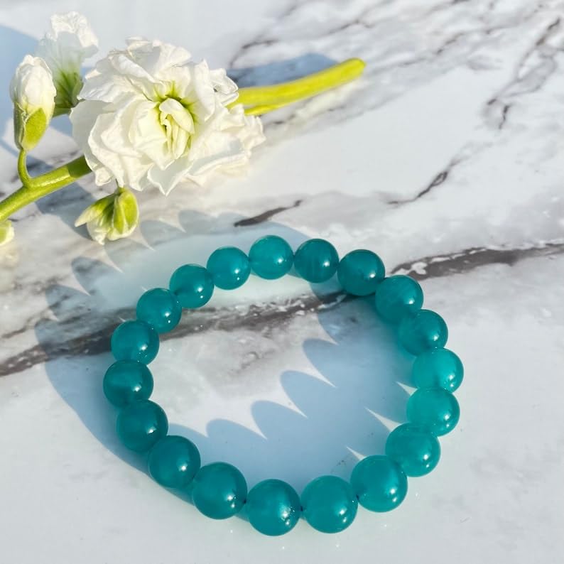 Bracelet gel amazonite 10mm ajustable sans fermoir extensible