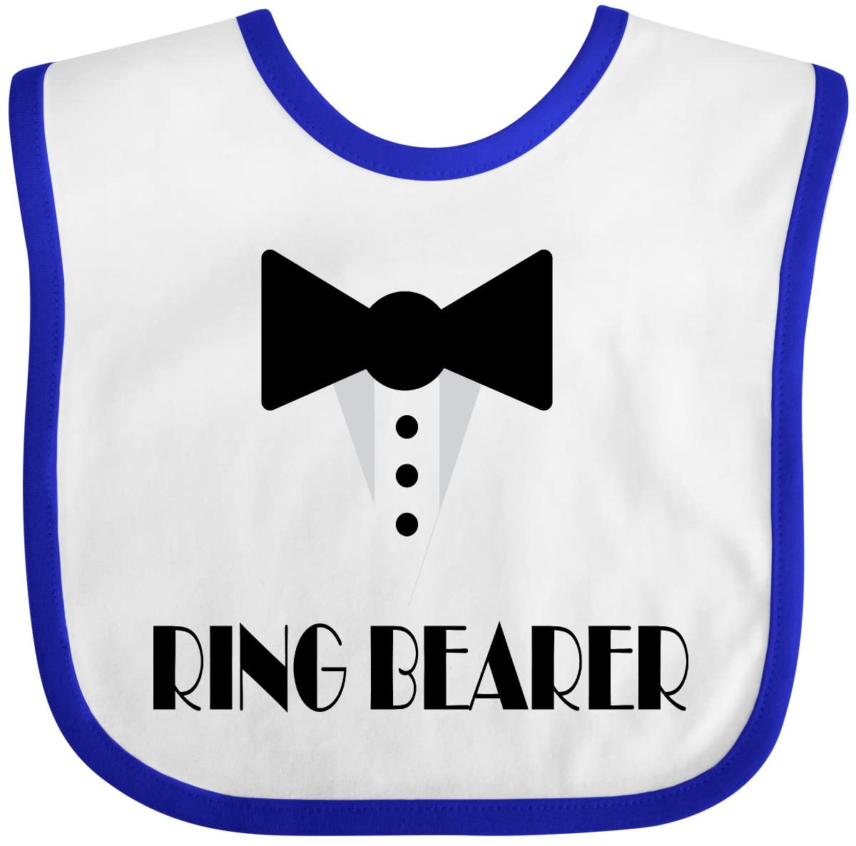 inktastic Ringbearer Mock Tux Wedding Tuxedo Baby Bib White and Royal 223eb