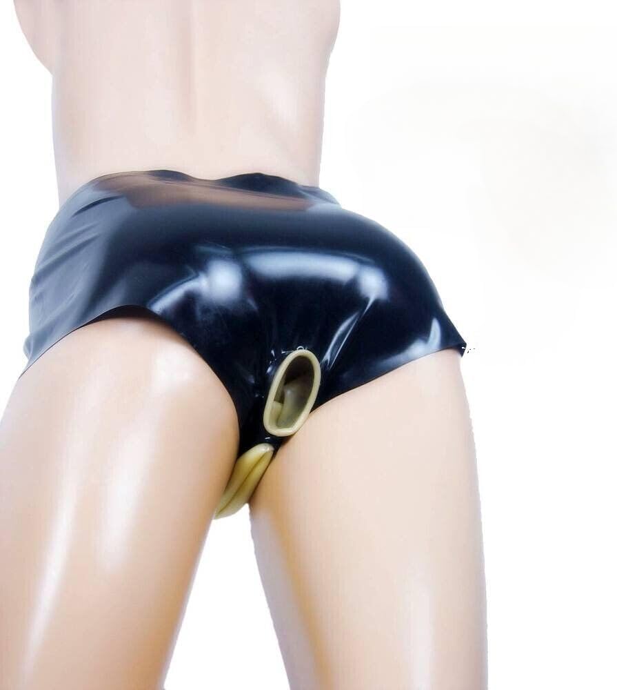 Sexy Latex Boxer Latex Vigina Latex Anus Women's Short Underwear