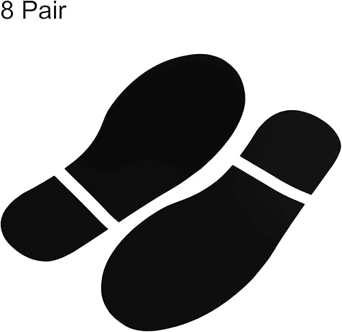 Miniatura 3 de PATIKIL Adhesivo de huellas de 6 x 2.5 pulgadas, 8 pares de zapatos de PVC para decoración de clase, guía de escaleras, color negro