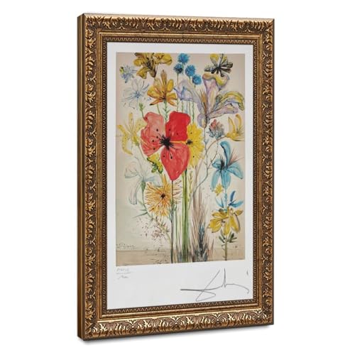 Toile Salvador Dali bouquet fleurs décoration murale salon et bureau