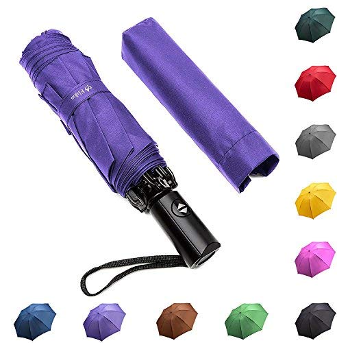 Fidus Inverted Reverse Sun&Rain Car Umbrella Large Windproof Travel UV Umbrella for Women Men - Auto Open Close(Purple)