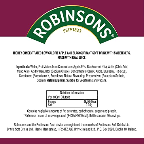 Robinsons Mini Apple & Blackcurrant On-The-Go Squash 66ml (Pack of 6)