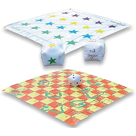 2 In 1 Inflatable Giant Game Set - Board Games - Floor Games - Giant Snakes And Ladders Outdoor Game | Tangled Twister Outdoor Garden Game Cover