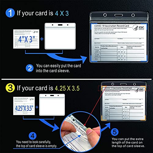 5 Pack Vaccine Card Holder, 4 X 3 In Waterproof Vaccine Card Protector, Immunization Record Vaccination Card Protector With Breakaway Lanyards, With Resealable Zip #TOP3
