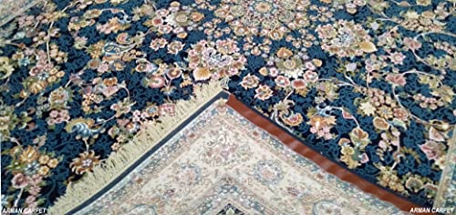 Image of High Density Export Quality Classical Pure Silk Carpet for Your Hall & Living Room 6 X 9 Feet (90x150 cm) Ivory Multi