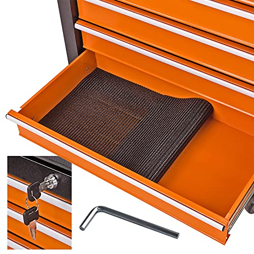 DEMA Werkstattwagen Werkzeugwagen Werkstattrollwagen mit Werkzeug Handwerkzeug 100-tlg. orange – Bild 7