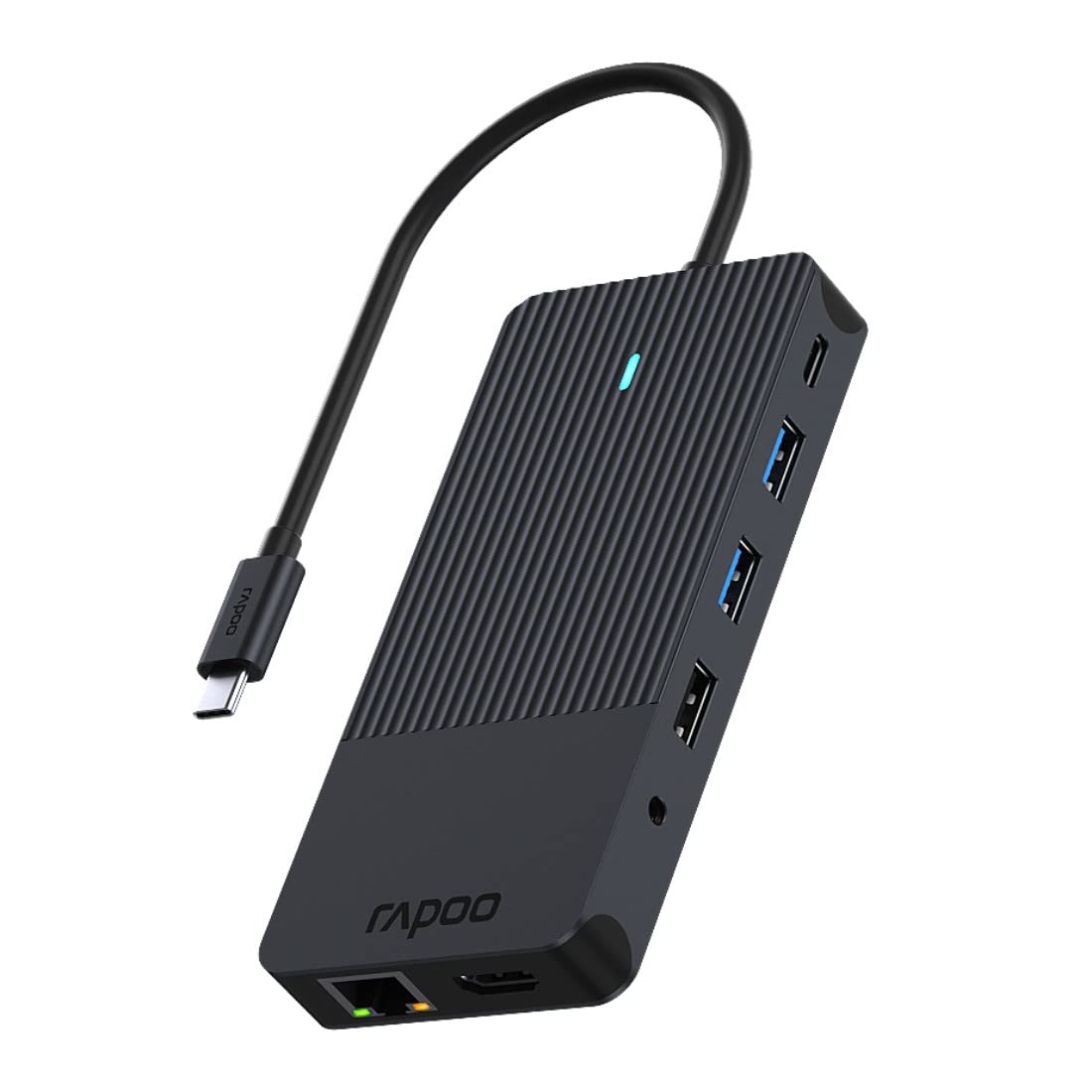 Rapoo Hub z 12 portami "UCM-2006" wtyk USB - C (złącza: HDMI, RJ45, USB-C, USB-A,jack 3,5mm, SD/SDHC/SDXC Card/microSD, 100 W, 5 Gbit/s, kabel 0,18m) szary