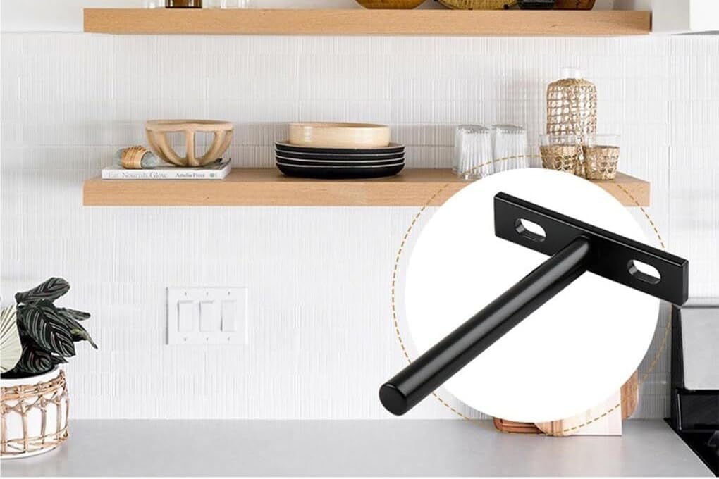 Shelf Brackets,4 Pieces Floating Angle Brackets Invisible,Shelving Brackets Conceal Four-Hole,Support Wall Hanging Iron,Scaffold Boards (200mm,Black) ( Color : White , Size ( Color : Black , Size : 15