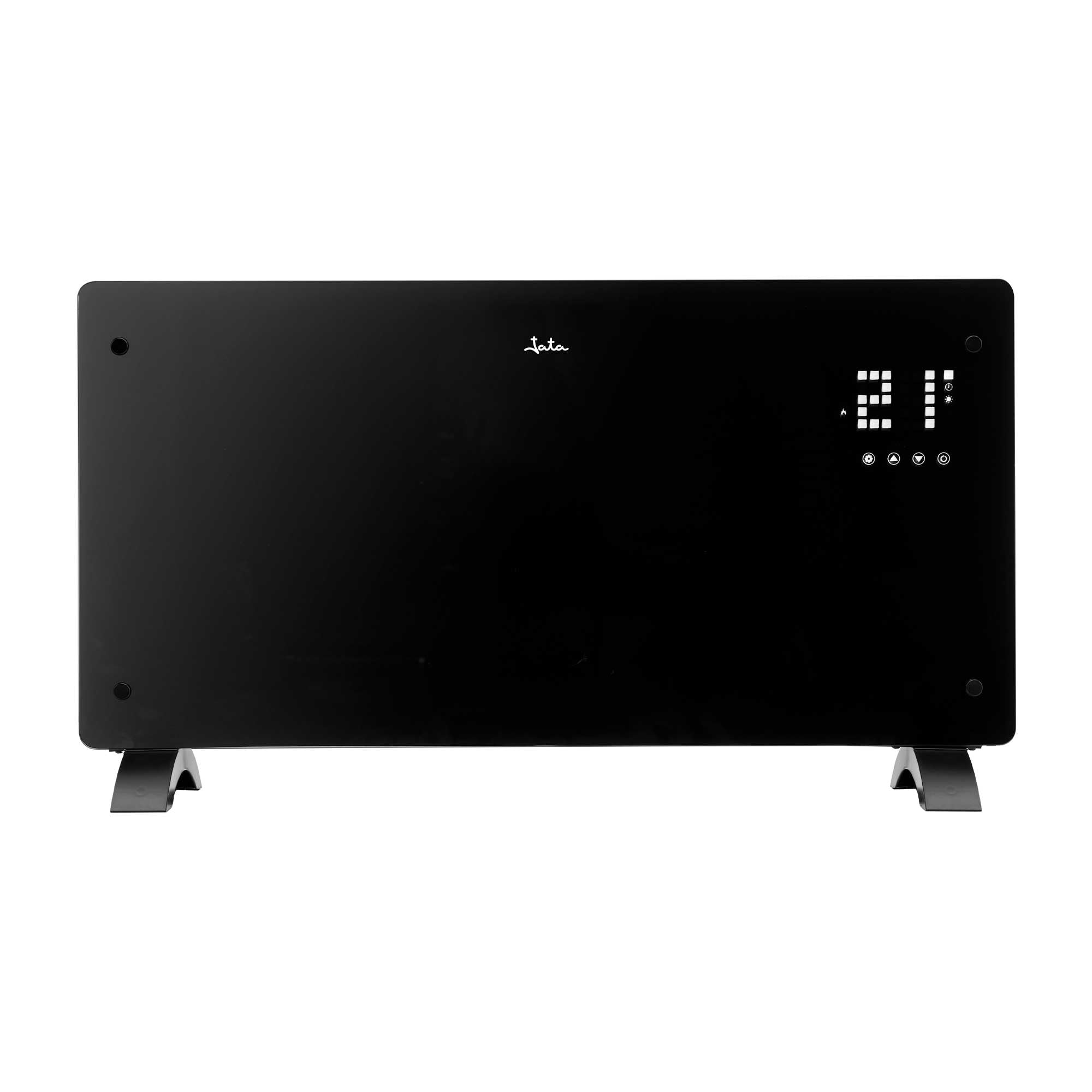 JATA JCRW2520 - Radiador Eléctrico WIFI Bajo Consumo Cristal 2000 W. 5-50ºC. 2 Potencias. Temporizador 24h. Instalación pared o suelo. 77x77x38,5cm. Conectividad WIFI y APP