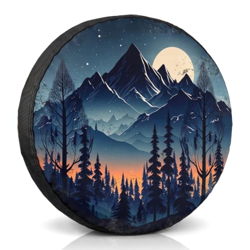Image of Camper Spare Tire Cover for Rv Trailer Spare Tire Cover Waterproof Dustproof Trailer Tire Covers for SUV Truck Travel (Forest, 15in Suita)