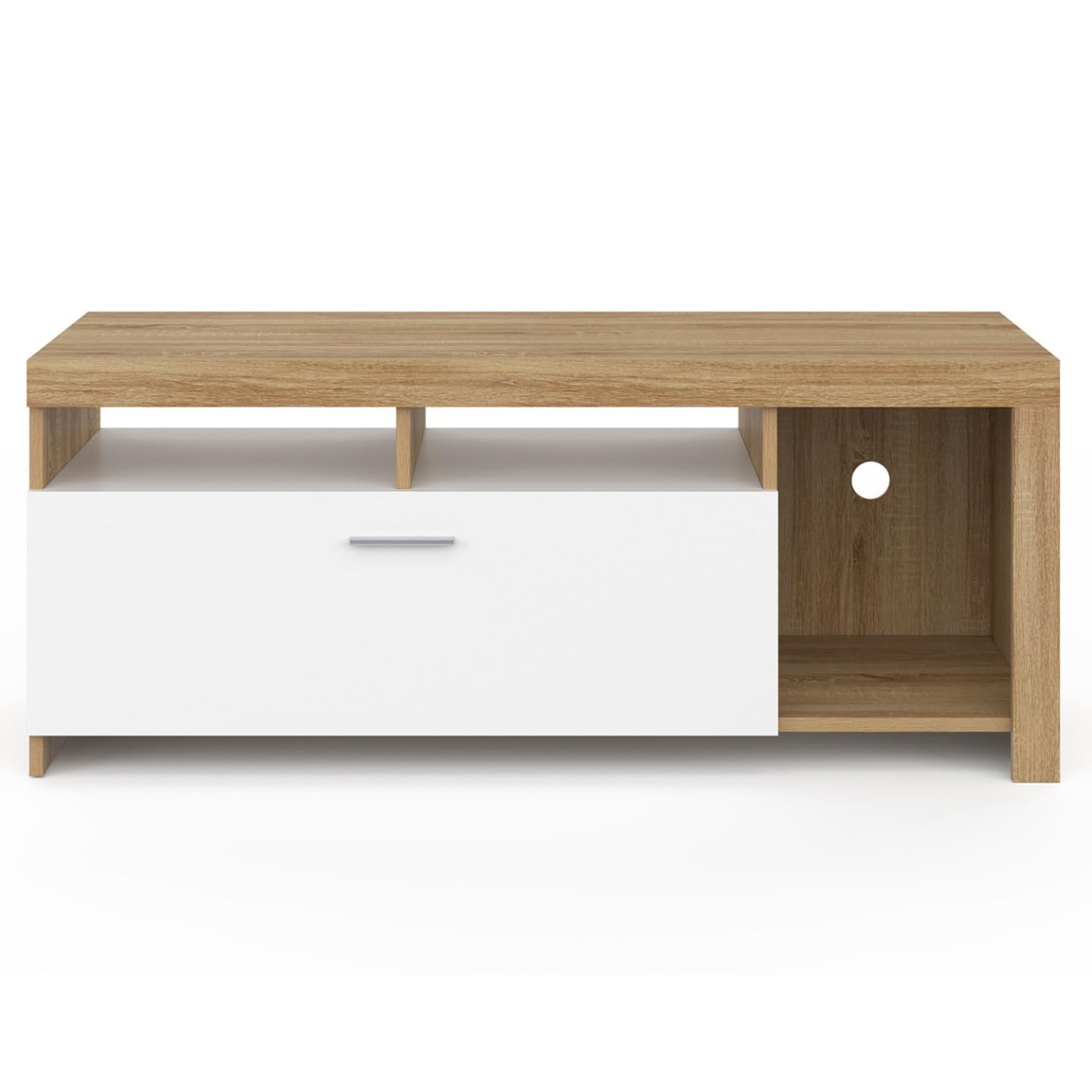 IDMarket - Mueble de TV 110 cm Malo Madera y Armario Blanco