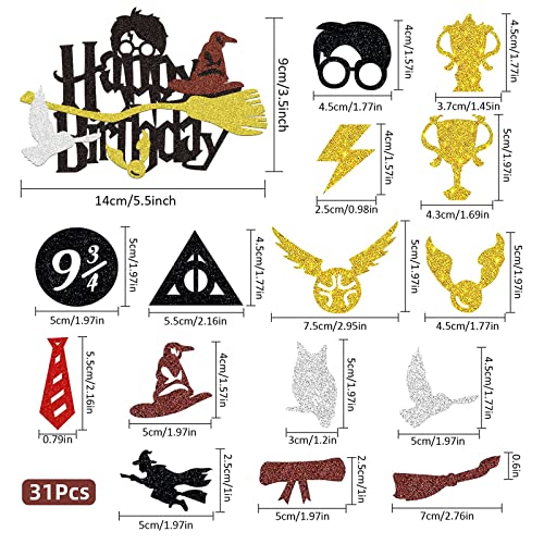 palasasa 31 stuks Black Magical Wizard taartdecoratie taarttopper glitter wizard verjaardag taarten decoratie cupcake… - Image 3