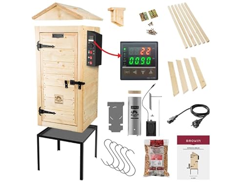 Browin Elektrische Räucherkammer dragON Wood 330339 | Garten-Räucherofen mit Rauchgenerator | Perfekter Rauchgenuss für exquisite Geschmackserlebnisse | Großes Fassungsvermögen 200 l