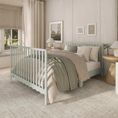 Image of Dream On Me Synergy Wave 5-in-1 Convertible Full Size Baby Crib, Sage Green