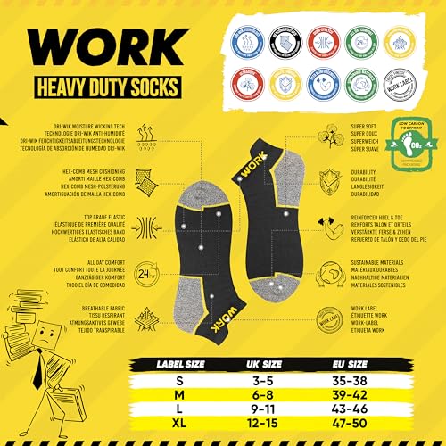 WORK Men's Short Socks Black Ankle Length 10 Pairs2