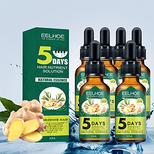 Hair Regrow Ginger Germinal Essential Oil, Ginger Anti Hair Loss Serum for Hair Loss & Hair Thinning Treatment Promote Hair Regrowth Suitable for Men and Women (6pcs)