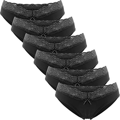Fabio Faini 6er-Set Damen-Slips in schwarz und rot mit sexy Spitzenbündchen 40-42 Schwarz Set Cover