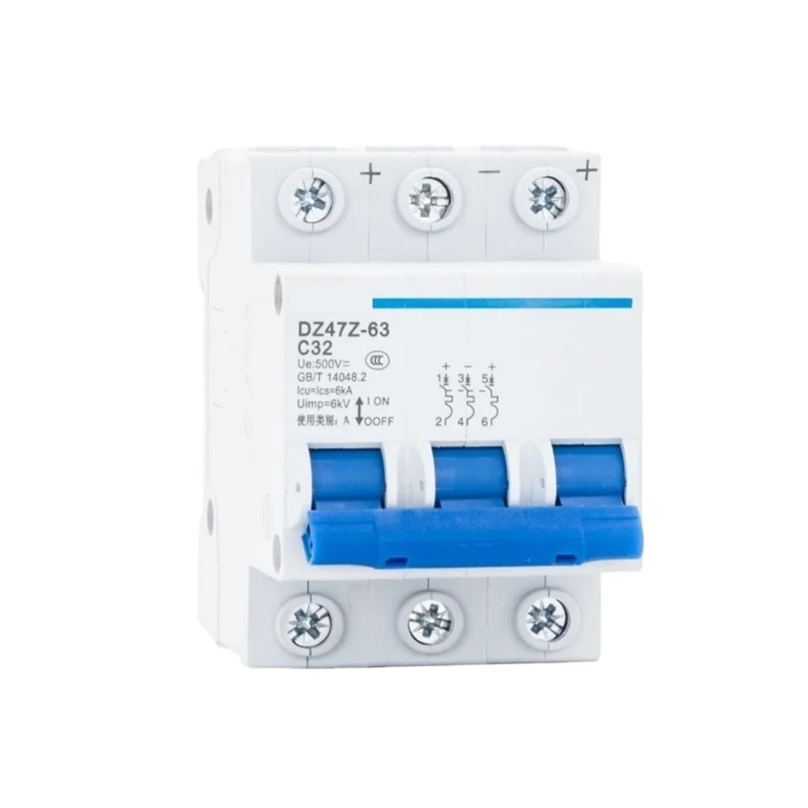 Mini disyuntor fotovoltaico DC 3P 32A carril Din fusible 750V 6KA 4