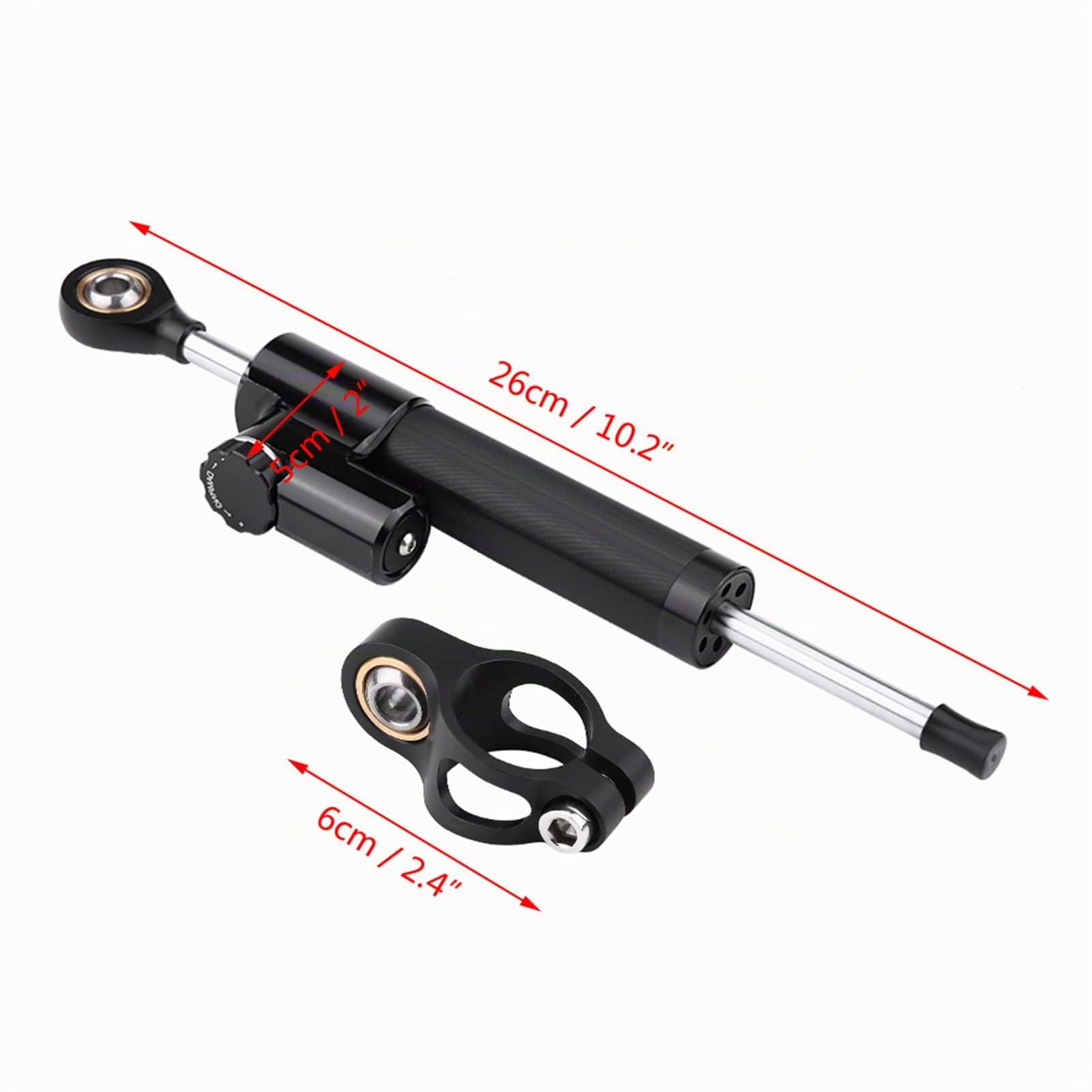 Amortisseur de direction pour moto, 26 cm Aluminium Iversal Guidon de moto Stabilisateur d'amortisseur de direction, L Contrôle de sécurité inversé