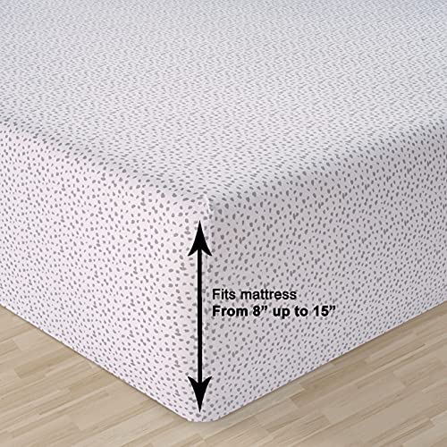 Image of LANE LINEN 100% Organic Cotton King Fitted Sheet, 3-Piece Set (1 Fitted Sheet, 2 Pillowcases), Percale Weave, Ultra Soft, Breathable, GOTS Certified, Fits Mattress Upto 15 inch Deep - White(Grey Dot)