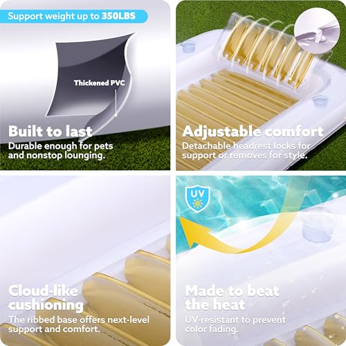 image for SLOOSH Inflatable Tanning Pool Lounger Float, 85