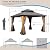 12'x12' Hardtop Gazebo with Cedar Wood Frame, Outdoor Wood Gazebo with Galvanized Steel Double Roof, Permanent Metal Roof Gazebo with Curtains and Netting for Patio, Backyard and Lawn(Brown)