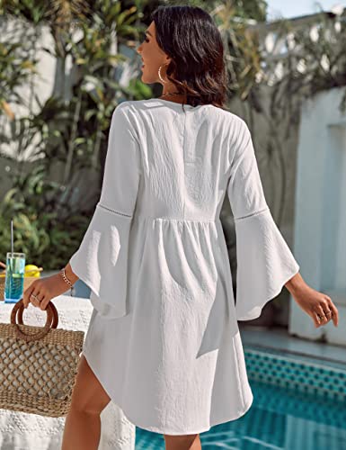 Blooming Jelly Womens Swimsuit Coverup V Neck Chiffon Bathing Suit Beach Dress Flowy Swim Bikini Cover Up3