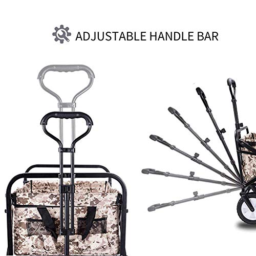 Carrito de mano plegable JKSVTF resistente con ruedas de freno y capacidad de 90 kg color marrón miniatura 4