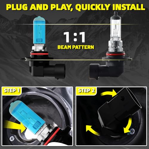 DMEPUGI Headlight Bulbs Fit For Ford Taurus 2013-2018, 9012 High Low Dual Beam Combo, Super Bright 5500K White Light High Performance Halogen Light Bulbs, 2PCS by DMEPUGI - Used condition - Image 4