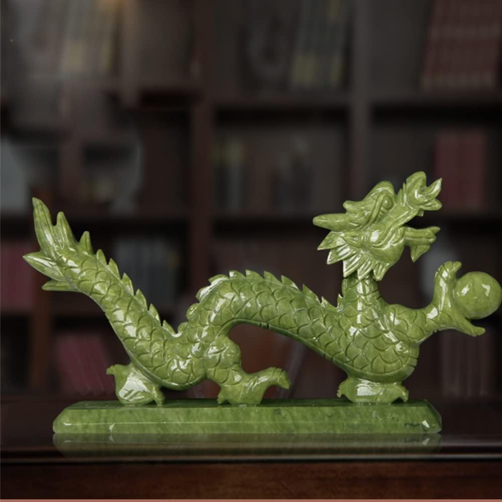 Amazon.co.jp: zhuBAOHE 翡翠 緑 中国風水龍像 彫刻 中国風水