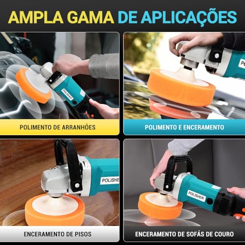 Politriz 1400W, 3000RPM,110V, Politriz Automotiva, Politriz, EléTrica Profissional, Polir Lixar Carr