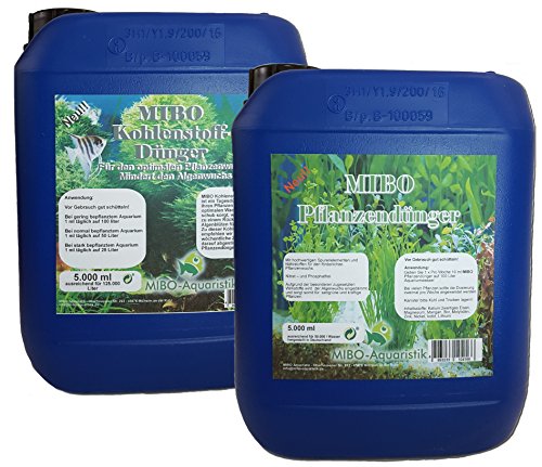 Mibo Aquaristik Pflanzendünger + Kohlenstoffdünger Spar Set 2 x 5000ml Aquarium Dünger Cover