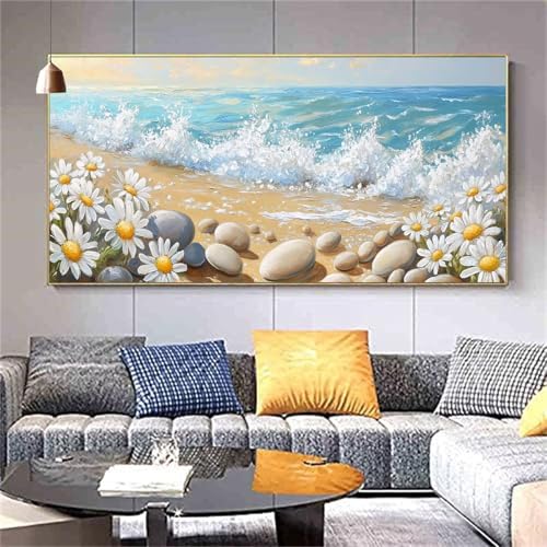 Peinture diamant plage 5D kit complet grand format 70x140cm de fleurs