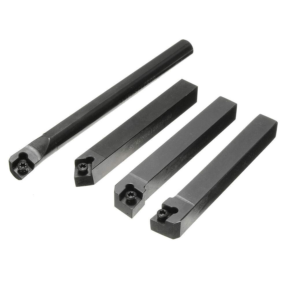 Herramienta de Torno, Weytoll Torno de Acero Metálico Boring Bar Holder Herramienta de Torneado de Torno Juego de Herramientas CNC de Torno 4PCS+ Insertos de Carburo CCMT09T304 + Llave T15