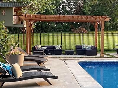 Pergola Depot Big Kahuna 12x20 Cedar Pergola Kit with 8' Posts and End Shape C