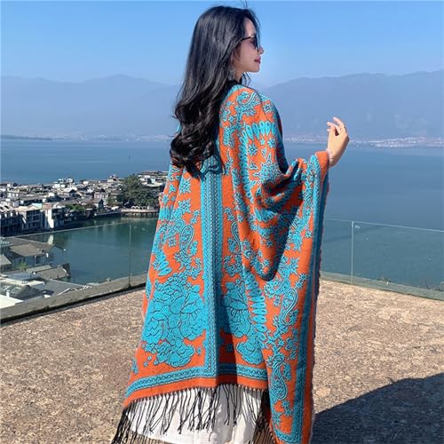 Capa poncho toalla playa transpirable bufanda protector solar gran chal mujer 3