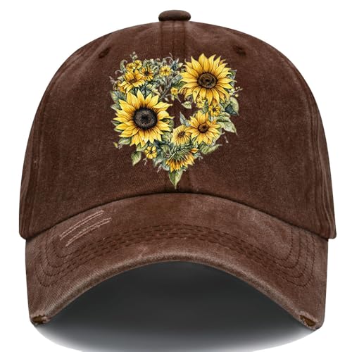 3 D G Sunflower Hat, Yellow Sunflower Graphic Hat Cute Baseball Cap