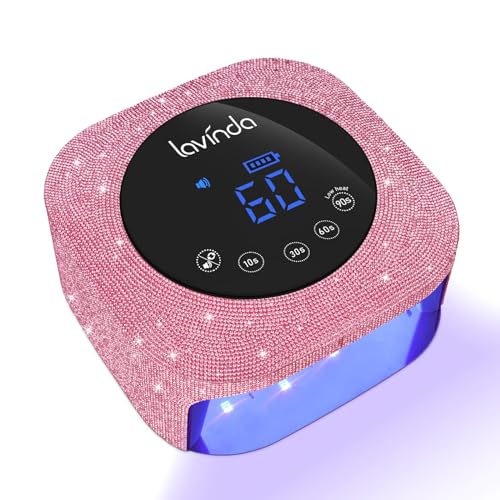 UV Nail Lamp 54W Cordless Gel UV Led Nail Lamp for Gel Nail Polish Rechargeable UV Nail Light Nail Dryer with 4 Timer and LCD Display Professional Fast Curing Lamp Nail Art Tools with Rhinestone
