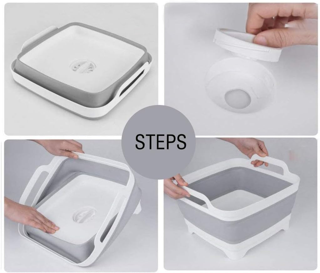 Amazon｜FOSJGO 9L 折りたたみ式ディッシュタブ ポータブルシンク 食器用ディッシュパン 洗面台 折りたたみ式ランドリータブ 排水栓 付き洗面台 キッチンシンク用ディッシュパン キャンプディッシュウォッシングタブ｜シンク周り用品 オンライン通販 折りたたみ式食器洗いパン ポータブル洗面台 ハンドル付き食器洗いパン 折りたたみ式ストレーナー 洗って水切り シンク上水切り 水切り