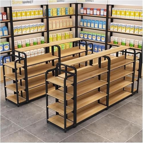 Heavy Duty Commercial Display Rack - Supermarket Shelf & Center Island Cabinet for Retail Stores, Drugstores, Garages - Durable, Space-Saving Storage Solution for Optimal Visibility