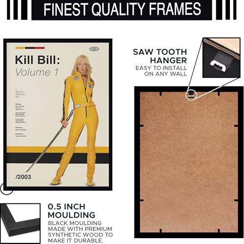 Image of BLINKART Kill Bill Volume 1 Vintage Movie Poster Frame 8x12 Inch | Premium 300 GSM Paper Wall Print | Mid Century Vintage Film Artwork for Home, Bedroom, Living Room, Office | Framed Photo Decor
