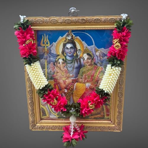 Image of Shree MATAJI Store Garland Artificial Mala for God Photo Frame Home Decoration Multipurpose Pink and White -Small, 40 cm