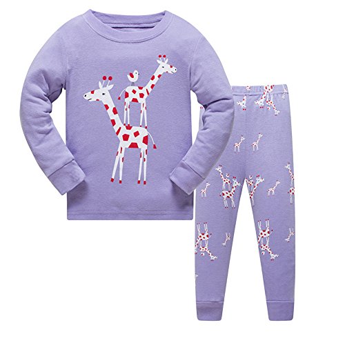 Qtake Fashion - Pijama de Navidad para niñas de 1 a 12 años, con reno (100% algodón). 2-pijamas 4-5 Años Cover