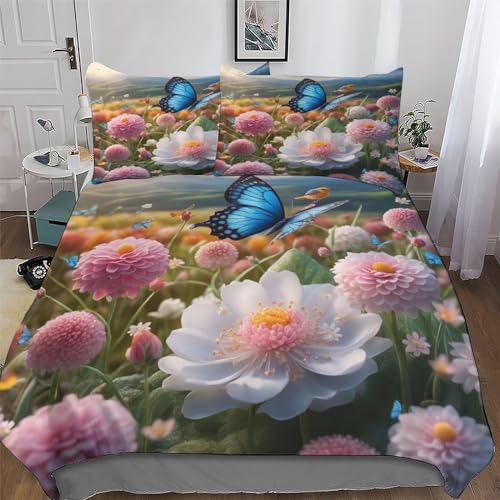 Parure de lit papillon en microfibre douce avec fermeture éclair pratique
