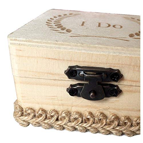 Elegante Scatola per FEDI Nuziali in Legno Stampato I DO Portafedi Nuziali Scatola Regalo per Gioielli Porta Anelli rustici